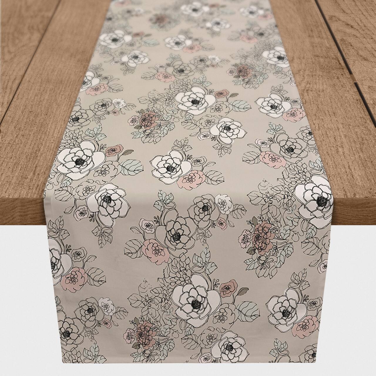 72" Intricate Floral Cotton Twill Runner